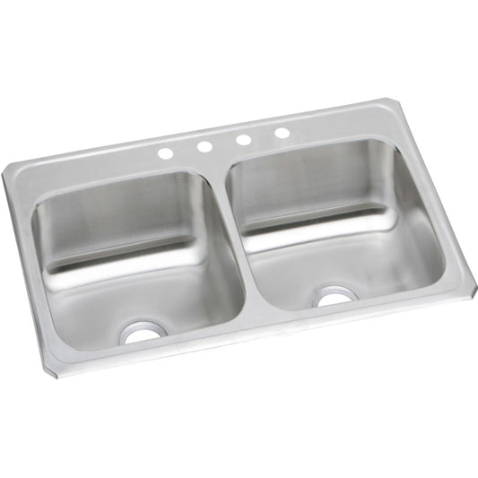 Celebrity 21.25" x 33" x 6.88" Stainless Steel Double-Basin Drop-In Kitchen Sink