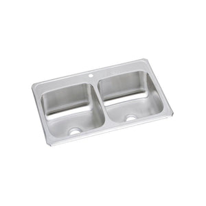 Celebrity 22' x 43' x 6.88' Stainless Steel Double-Basin Drop-In Kitchen Sink - 1 Faucet Hole
