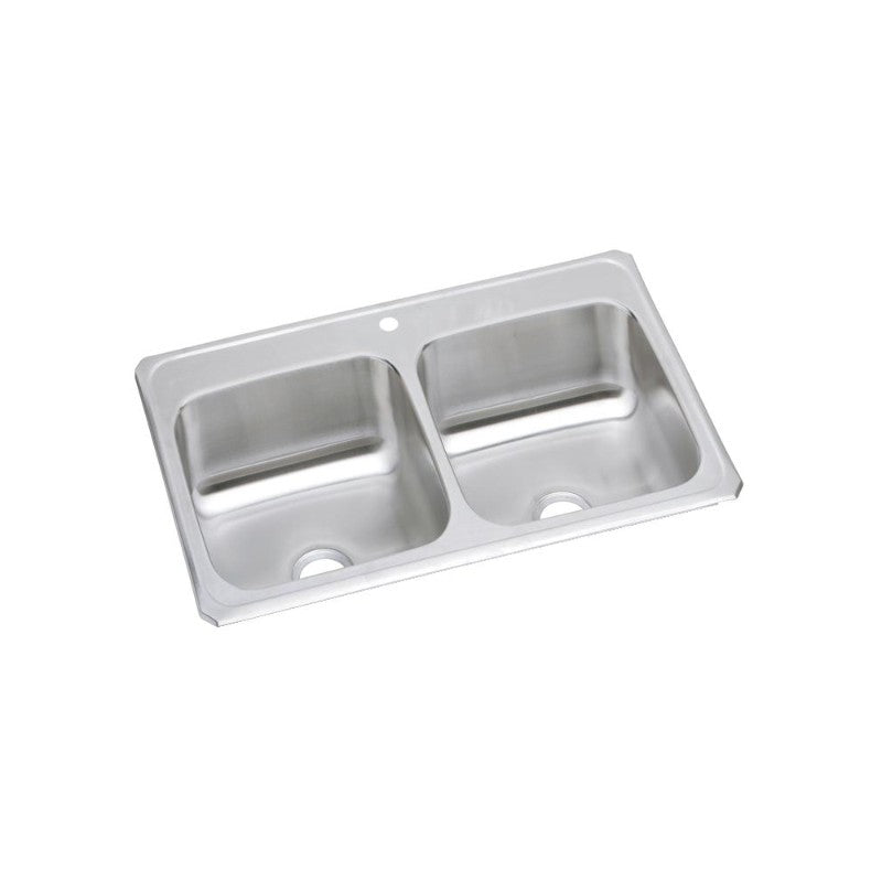 Celebrity 22' x 43' x 6.88' Stainless Steel Double-Basin Drop-In Kitchen Sink - 1 Faucet Hole