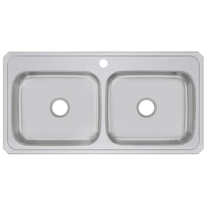 Celebrity 22' x 43' x 6.88' Stainless Steel Double-Basin Drop-In Kitchen Sink - 1 Faucet Hole