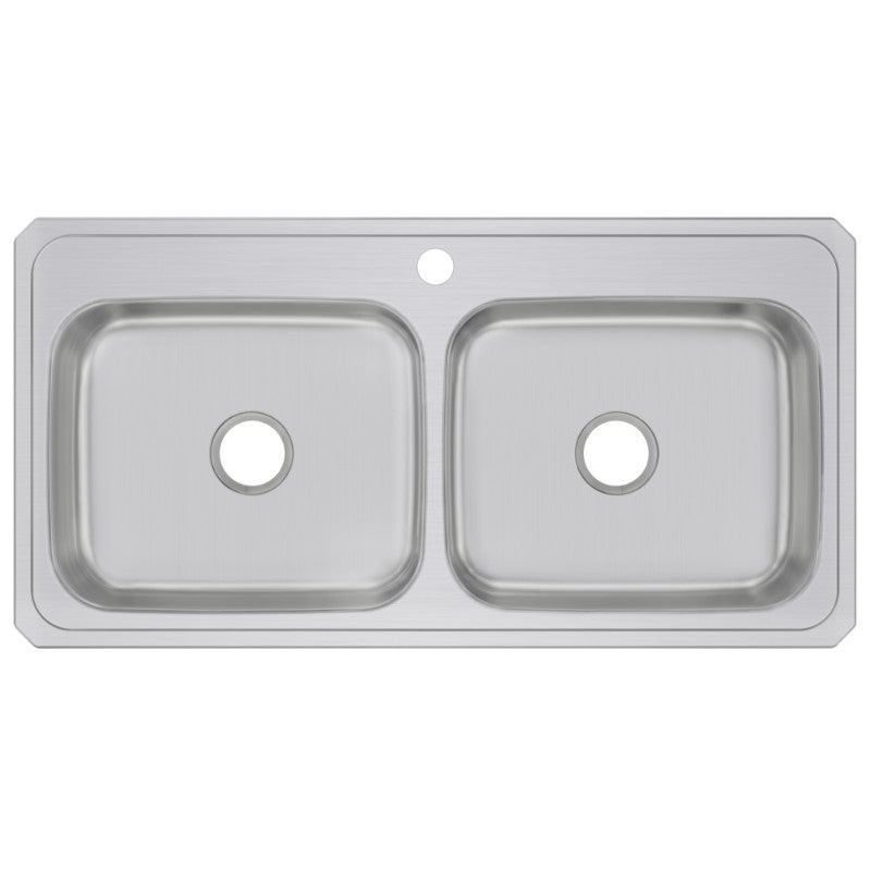 Celebrity 22' x 43' x 6.88' Stainless Steel Double-Basin Drop-In Kitchen Sink - 1 Faucet Hole