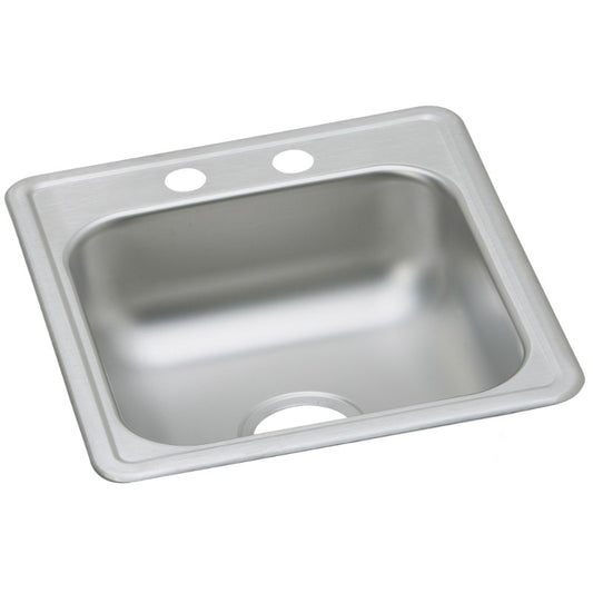 Dayton 19" x 17" x 6.19" Stainless Steel Single-Basin Drop-In Bar Sink - 2 Faucet Holes