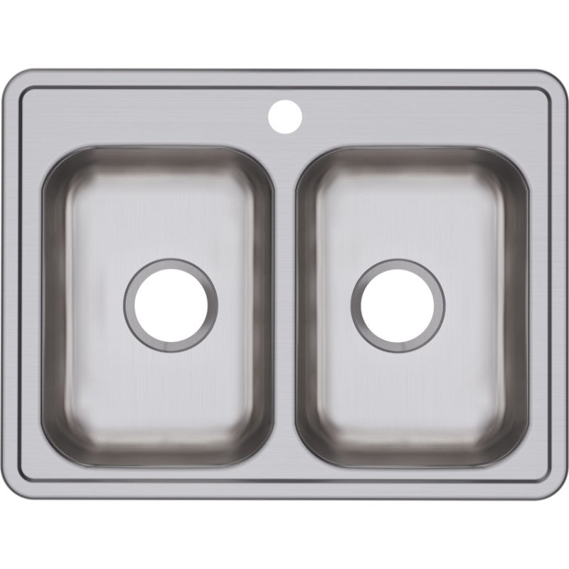 Dayton 19' x 25' x 6.31' Stainless Steel Double-Basin Drop-In Kitchen Sink - 1 Faucet Hole