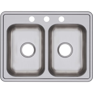 Dayton 19' x 25' x 6.31' Stainless Steel Double-Basin Drop-In Kitchen Sink - 3 Faucet Holes