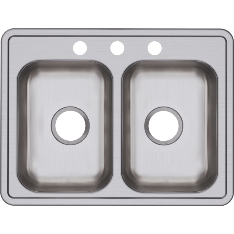 Dayton 19' x 25' x 6.31' Stainless Steel Double-Basin Drop-In Kitchen Sink - 3 Faucet Holes