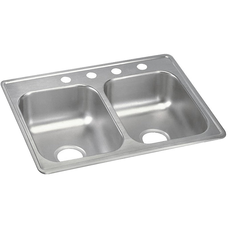 Dayton 19' x 25' x 6.31' Stainless Steel Double-Basin Drop-In Kitchen Sink