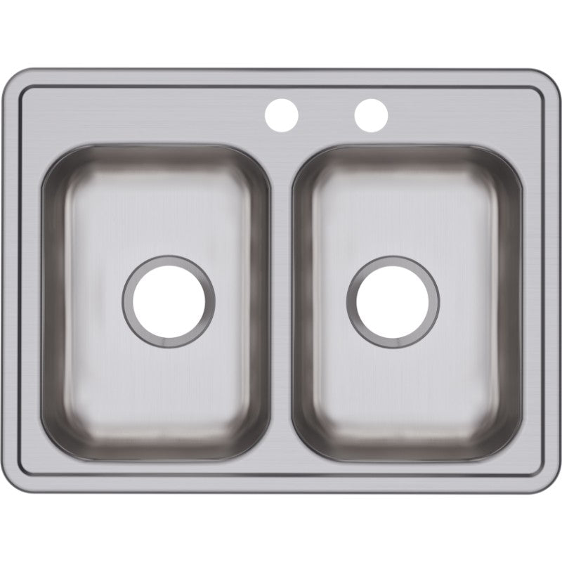Dayton 19' x 25' x 6.31' Stainless Steel Double-Basin Drop-In Kitchen Sink - MR2 Faucet Holes