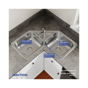 Dayton 17' x 31.88' x 7' Stainless Steel Double-Basin Corner Kitchen Sink