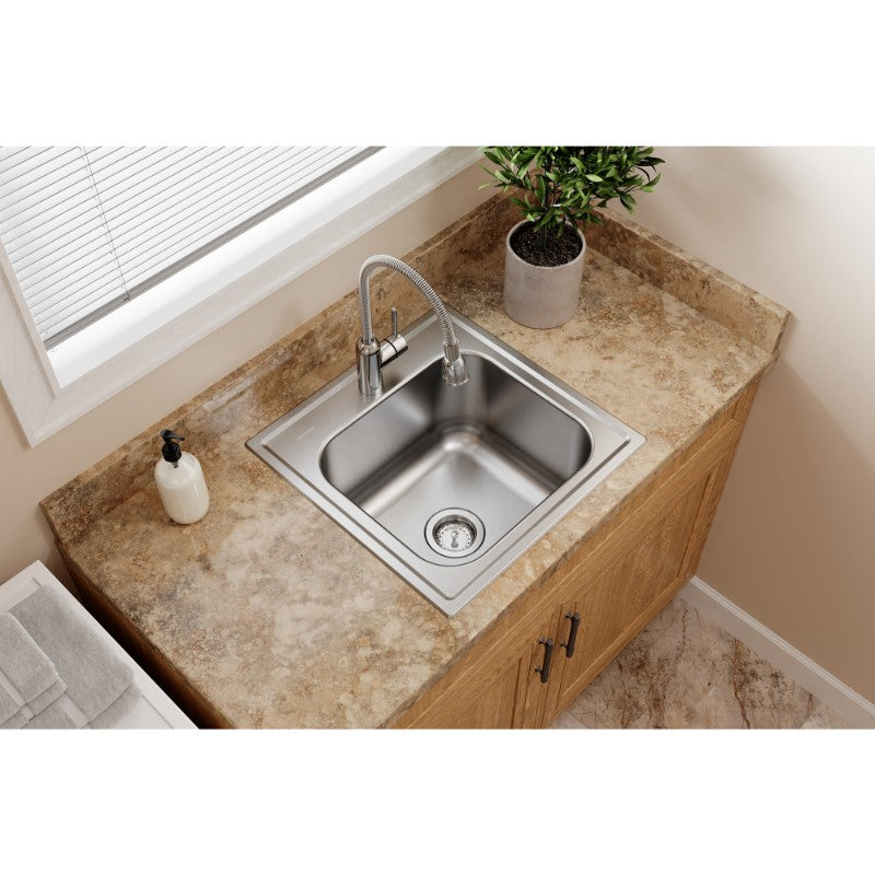Dayton 20' x 20' x 10.13' Stainless Steel Single-Basin Drop-In Laundry Sink - 1 Faucet Hole