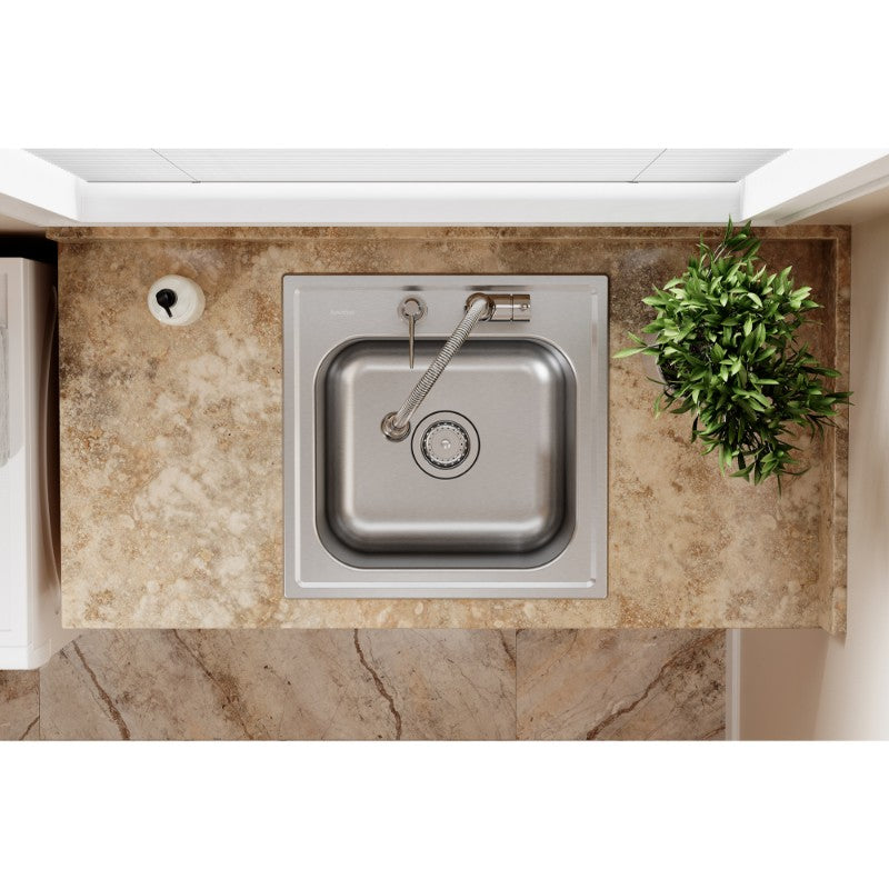 Dayton 20' x 20' x 10.13' Stainless Steel Single-Basin Drop-In Laundry Sink - 2 Faucet Holes