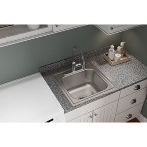 Dayton 20' x 20' x 10.13' Stainless Steel Single-Basin Drop-In Laundry Sink - 3 Faucet Holes