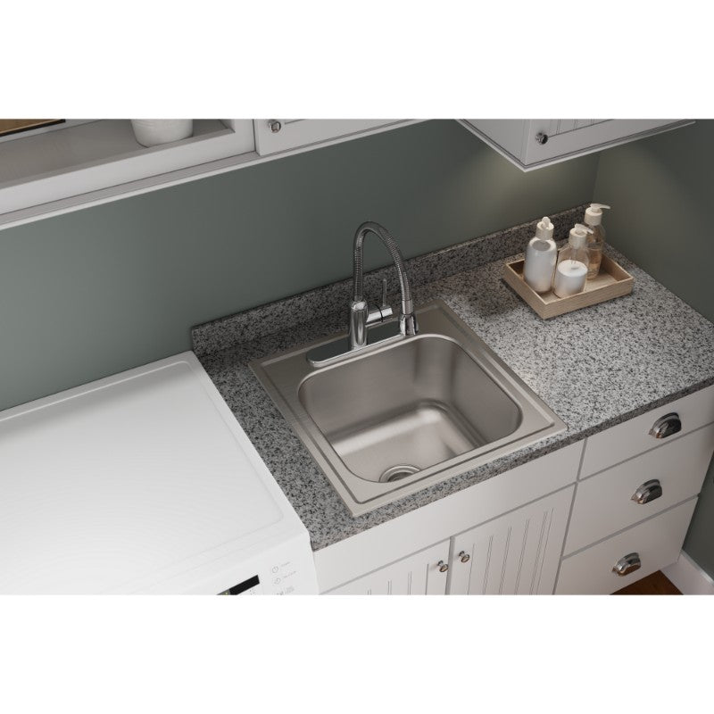 Dayton 20' x 20' x 10.13' Stainless Steel Single-Basin Drop-In Laundry Sink - 3 Faucet Holes