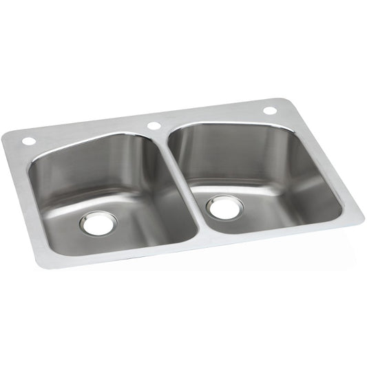 Dayton 22" x 33" x 8" Stainless Steel Double-Basin Dual-Mount Kitchen Sink
