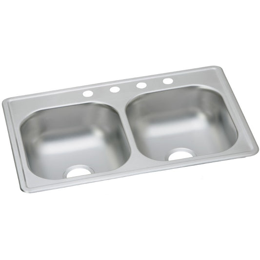 Dayton 19" x 33" x 8" Stainless Steel Double-Basin Drop-In Kitchen Sink