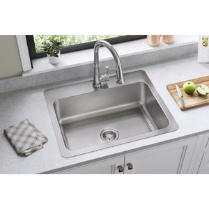 Dayton 22' x 27' x 8' Stainless Steel Single-Basin Dual-Mount Kitchen Sink - 1 Faucet Hole