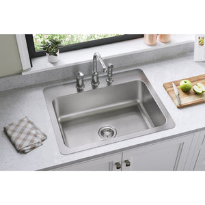 Dayton 22' x 27' x 8' Stainless Steel Single-Basin Dual-Mount Kitchen Sink - 3 Faucet Holes