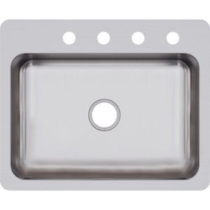 Dayton 22' x 27' x 8' Stainless Steel Single-Basin Dual-Mount Kitchen Sink - 4 Faucet Holes