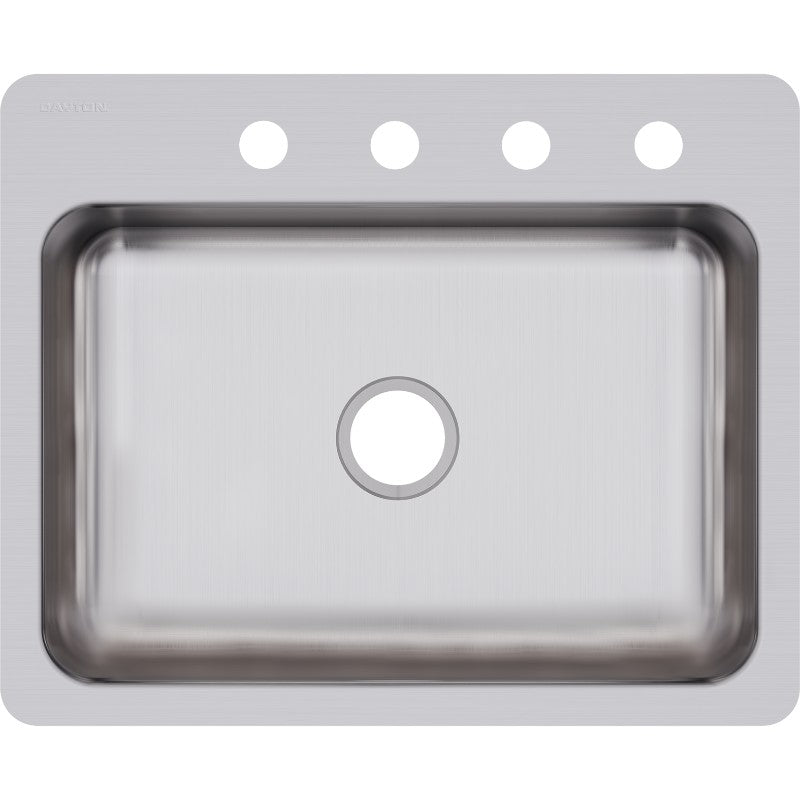 Dayton 22' x 27' x 8' Stainless Steel Single-Basin Dual-Mount Kitchen Sink - 4 Faucet Holes