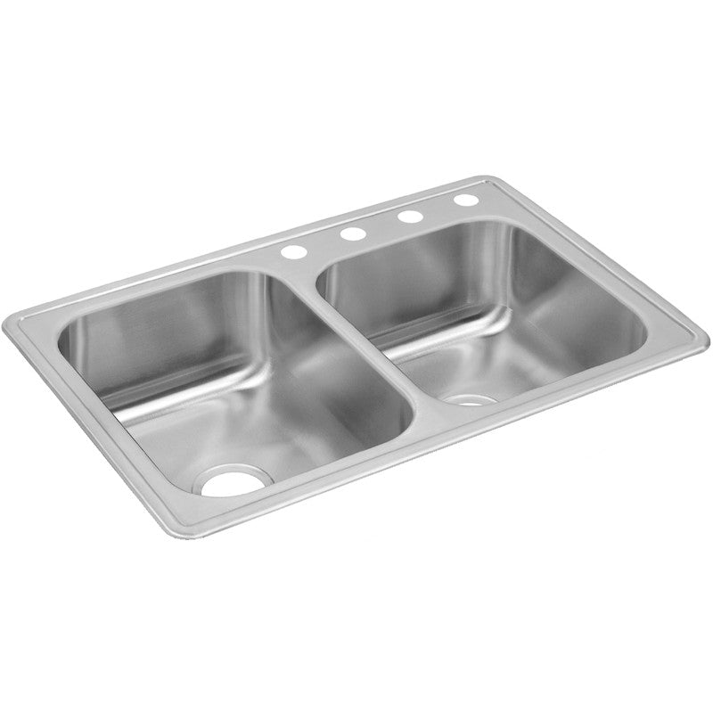 Dayton 22' x 33' x 8.19' Stainless Steel Double-Basin Drop-In Kitchen Sink - 2 Faucet Holes