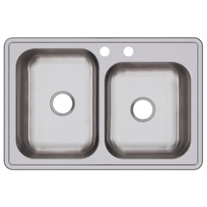 Dayton 22' x 33' x 8.19' Stainless Steel Double-Basin Drop-In Kitchen Sink - 2 Faucet Holes