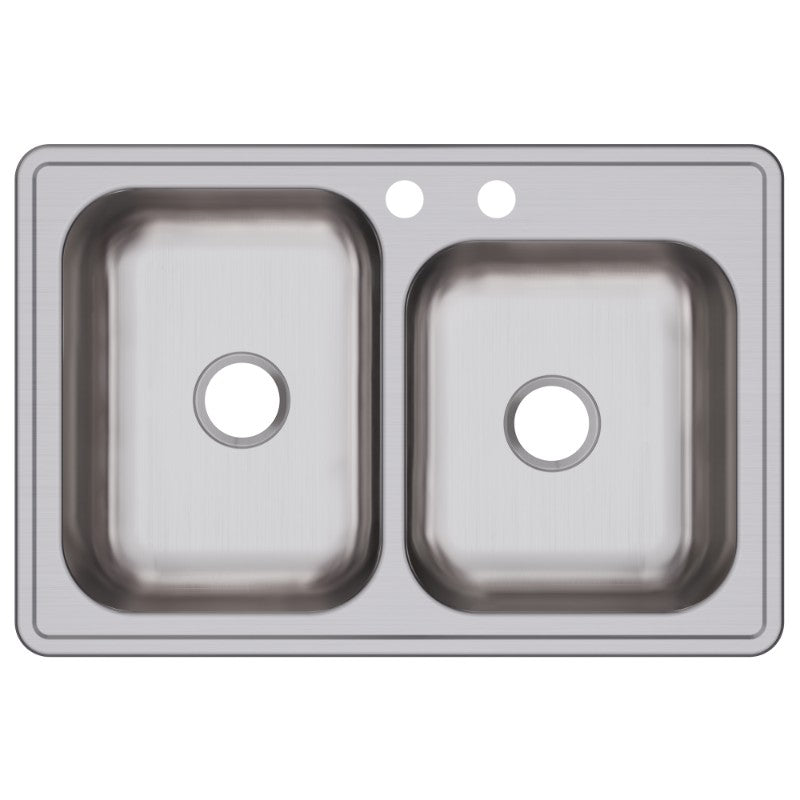 Dayton 22' x 33' x 8.19' Stainless Steel Double-Basin Drop-In Kitchen Sink - 2 Faucet Holes