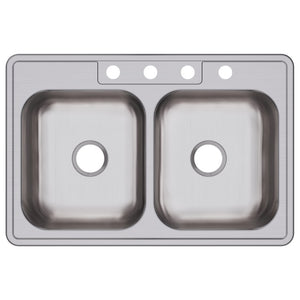 Dayton 22' x 33' x 8.19' Stainless Steel Double-Basin Drop-In Kitchen Sink