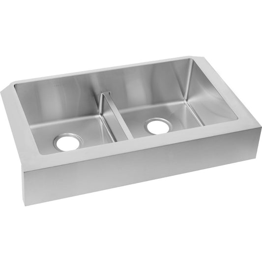 Crosstown 20.25" x 35.88" x 9" Stainless Steel Double-Basin Farmhouse Kitchen Sink