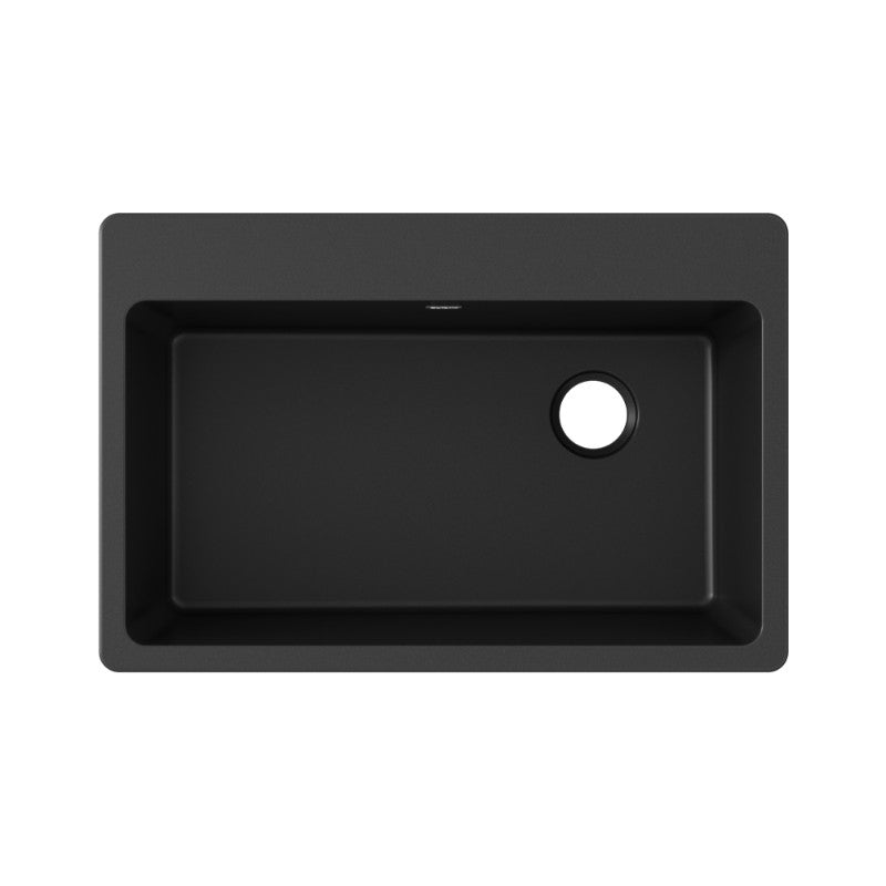 Quartz Classic 22' x 33' x 9.5' Quartz Single-Basin Rectangle Drop-In Kitchen Sink in Black