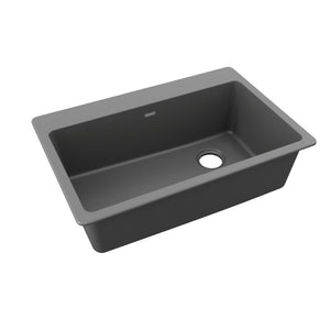 Quartz Classic 22' x 33' x 9.5' Quartz Single-Basin Rectangle Drop-In Kitchen Sink in Dusk Gray