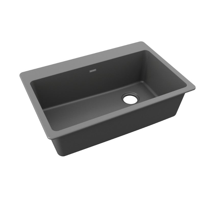 Quartz Classic 22' x 33' x 9.5' Quartz Single-Basin Rectangle Drop-In Kitchen Sink in Dusk Gray