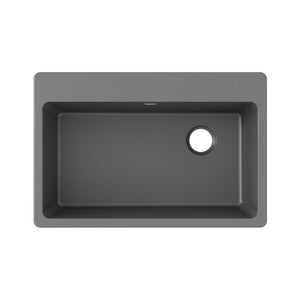 Quartz Classic 22' x 33' x 9.5' Quartz Single-Basin Rectangle Drop-In Kitchen Sink in Dusk Gray