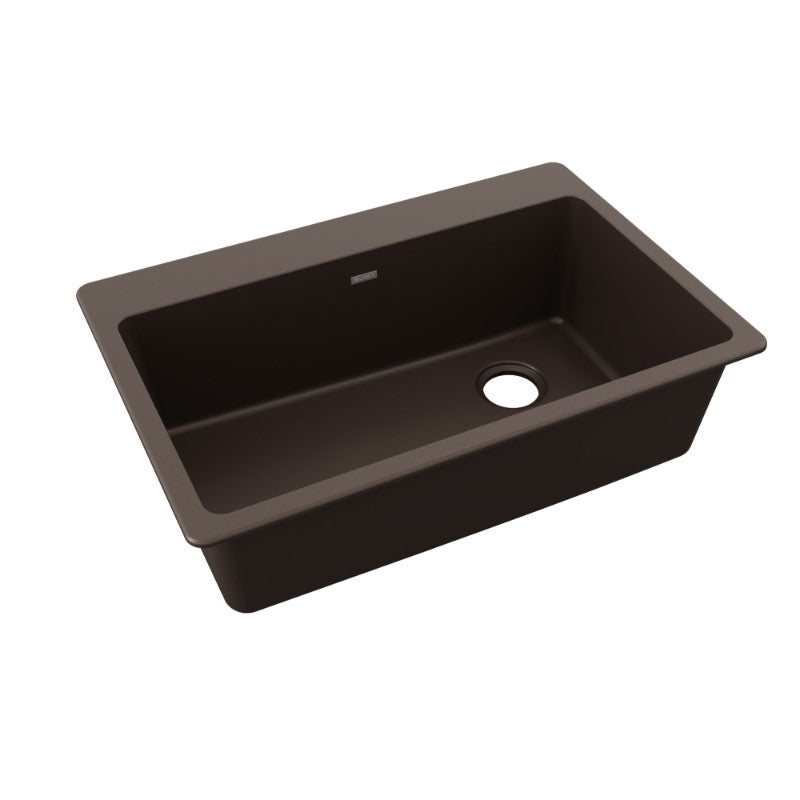 Quartz Classic 22' x 33' x 9.5' Quartz Single-Basin Drop-In Kitchen Sink in Mocha