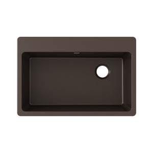 Quartz Classic 22' x 33' x 9.5' Quartz Single-Basin Drop-In Kitchen Sink in Mocha