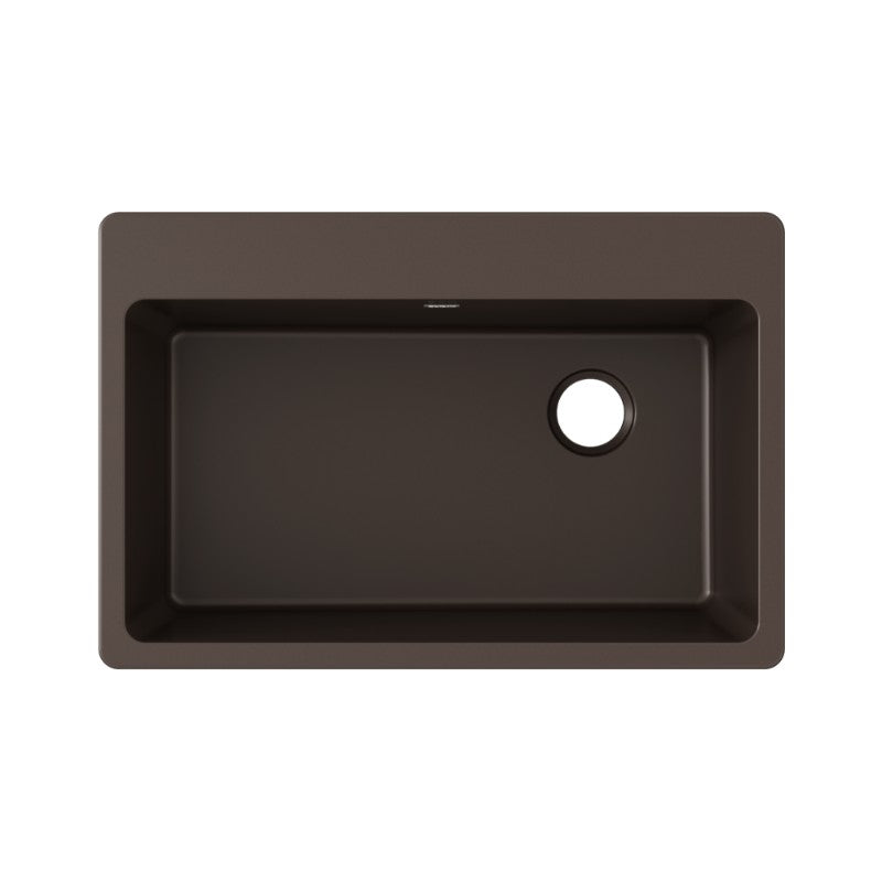 Quartz Classic 22' x 33' x 9.5' Quartz Single-Basin Drop-In Kitchen Sink in Mocha