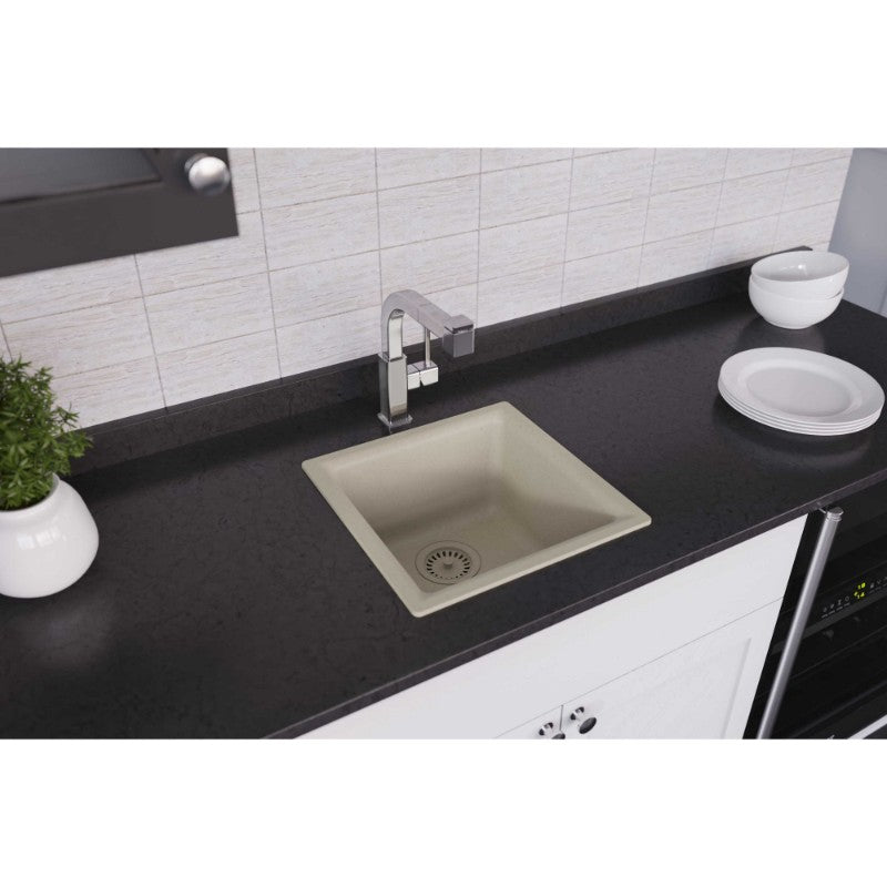 Quartz Classic 15.75' x 15.75' x 7.69' Quartz Single-Basin Dual-Mount Bar Sink in Bisque