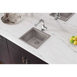 Quartz Classic 15.75' x 15.75' x 7.69' Quartz Single-Basin Dual-Mount Bar Sink in Greige