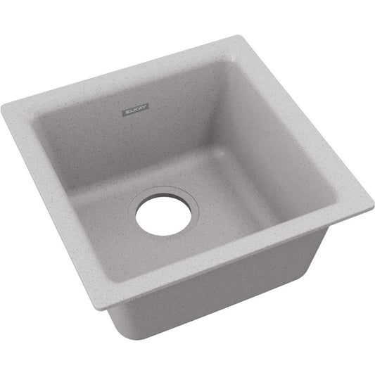 Quartz Classic 15.75" x 15.75" x 7.69" Quartz Single-Basin Dual-Mount Bar Sink in Greystone