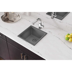 Quartz Classic 15.75' x 15.75' x 7.69' Quartz Single-Basin Dual-Mount Bar Sink in Greystone
