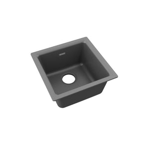 Quartz Classic 15.75' x 15.75' x 7.69' Quartz Single-Basin Dual-Mount Bar Sink in Dusk Gray