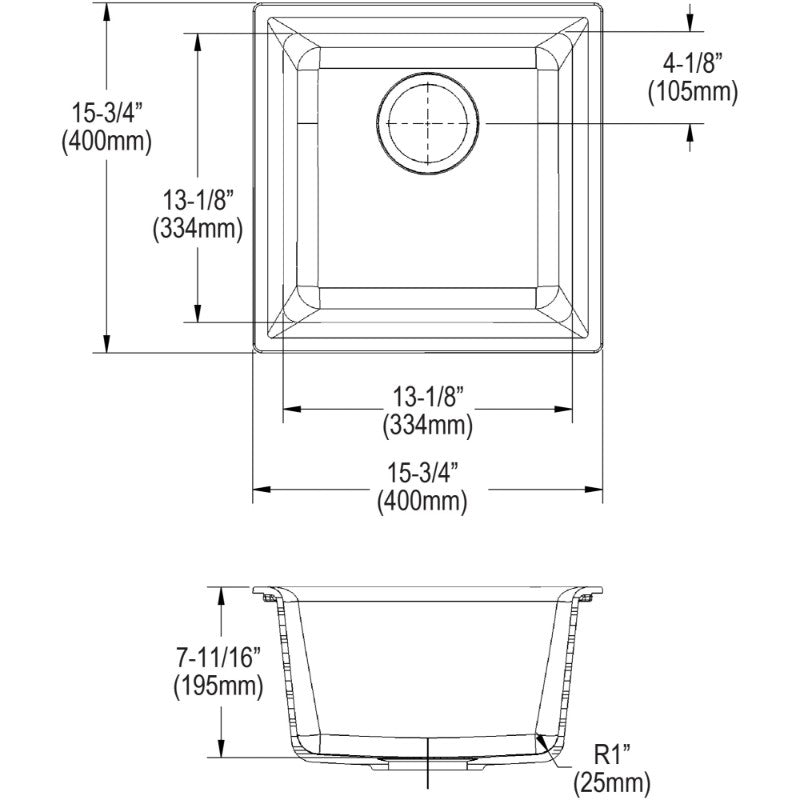 Quartz Classic 15.75' x 15.75' x 7.69' Quartz Single-Basin Dual-Mount Bar Sink in Dusk Gray