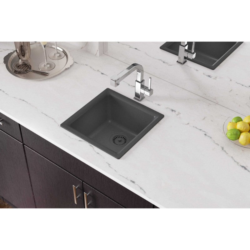 Quartz Classic 15.75' x 15.75' x 7.69' Quartz Single-Basin Dual-Mount Bar Sink in Dusk Gray