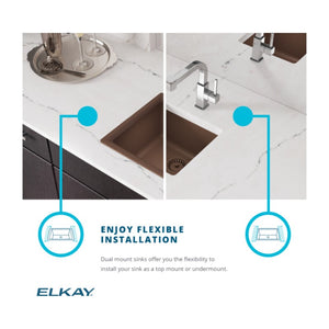 Quartz Classic 15.75' x 15.75' x 7.69' Quartz Single-Basin Dual-Mount Bar Sink in Dusk Gray