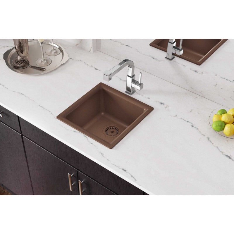 Quartz Classic 15.75' x 15.75' x 7.69' Quartz Single-Basin Dual-Mount Bar Sink in Mocha