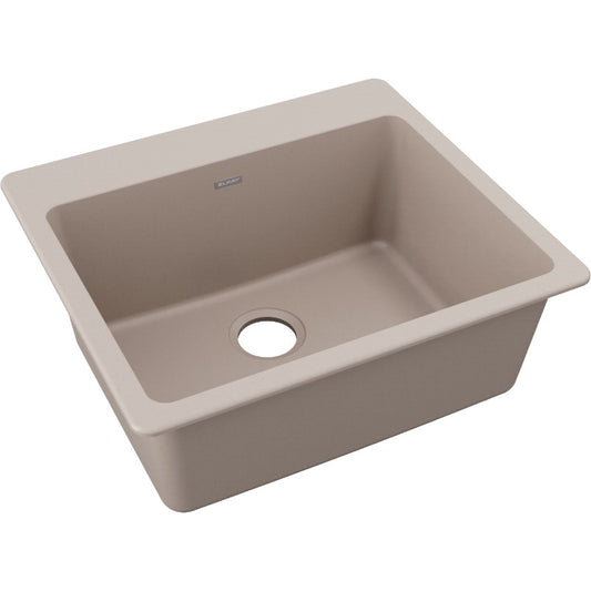 Quartz Classic 22" x 25" x 9.5" Quartz Single-Basin Drop-In Kitchen Sink in Greige