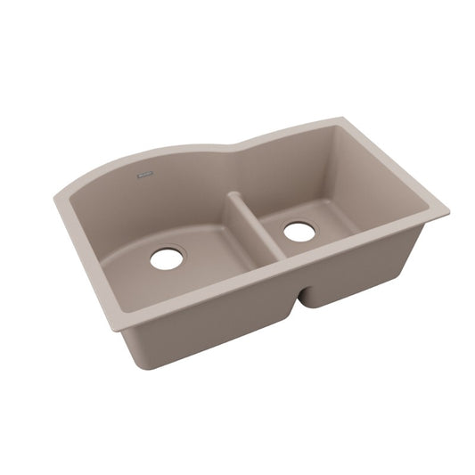 Quartz Classic 22" x 33" x 10" Quartz Double-Basin Undermount Kitchen Sink in Greige