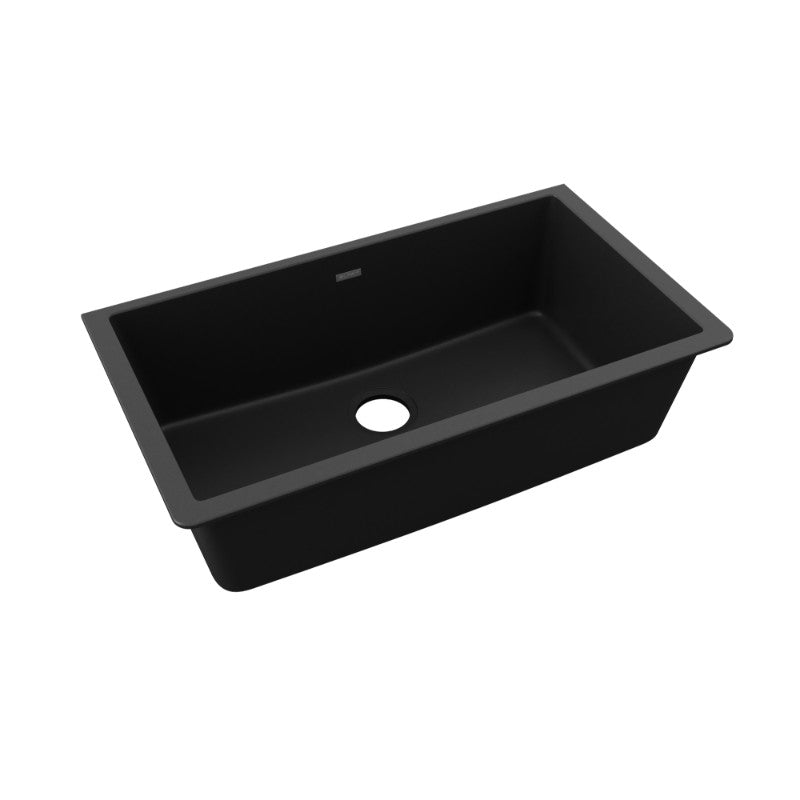 Quartz Classic 18.44' x 33' x 9.44' Quartz Single-Basin Undermount Kitchen Sink in Black