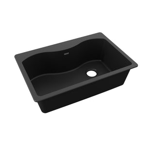 Quartz Classic 22' x 33' x 9.5' Quartz Single-Basin Irregular Drop-In Kitchen Sink in Black