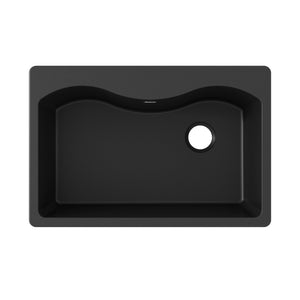 Quartz Classic 22' x 33' x 9.5' Quartz Single-Basin Irregular Drop-In Kitchen Sink in Black
