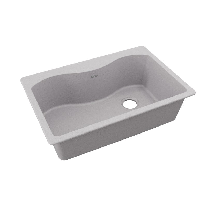 Quartz Classic 22' x 33' x 9.5' Quartz Single-Basin Drop-In Kitchen Sink in Greystone