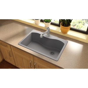 Quartz Classic 22' x 33' x 9.5' Quartz Single-Basin Drop-In Kitchen Sink in Greystone